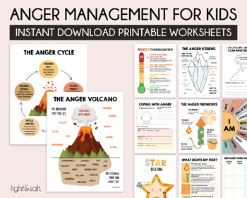 Preview of Anger Management book, kids feelings, self regulation, grounding kit