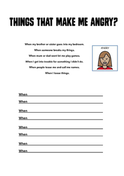 anger managment 3 page worksheet autism challenging