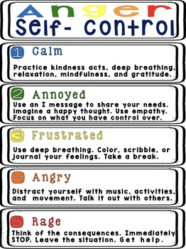 Anger Self Control-O-Meter Poster and Coping Skills | TpT