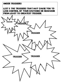 Preview of Anger Triggers Worksheet for Anger Management Therapy