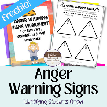 Preview of Anger Warning Signs Activity For Anger Awareness In Elementary Students