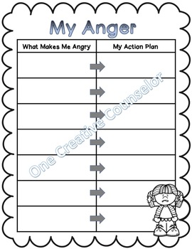 Anger Worksheet Printable by One Creative Counselor | TpT