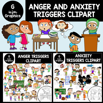 Preview of Anger and Anxiety Triggers Clipart Bundle