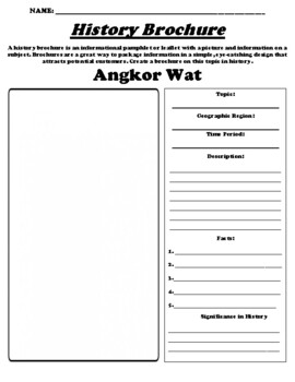 Preview of Angkor Wat "Historic Brochure" UDL Worksheet