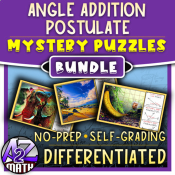 Preview of Angle Addition Postulate Activities Digital Pixel Art 3 Level Differentiated