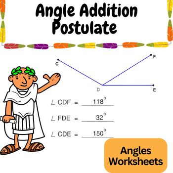 Preview of Angle Addition Postulate - Find the missing angle - Angles Worksheets