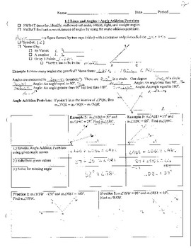 Preview of Angle Addition Postulate Guided Notes & Teacher Notes