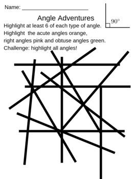 Preview of Angle Adventures Worksheet