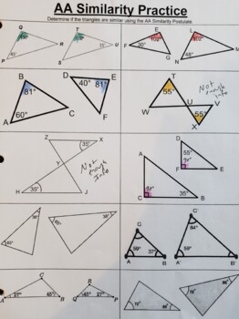Preview of Angle-Angle Similarity Practice