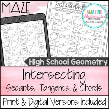 Preview of Angle & Arc Measures Created by Intersecting Secants, Tangents, & Chords Maze