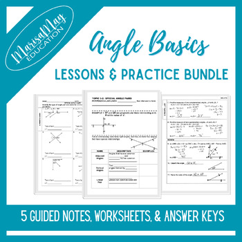 Preview of Angle Basics Notes & Worksheets Bundle - 5 lessons