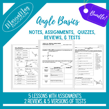 Preview of Angle Basics Unit - 5 lessons w/quizzes, reviews & tests