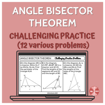 Preview of Angle Bisector Theorem -12 challenging and various problems