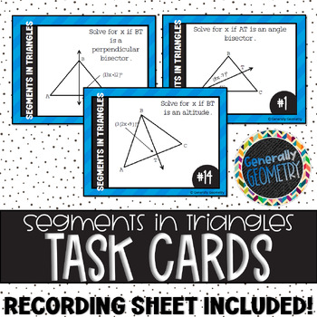Preview of Segments in Triangles Task Cards | Bisectors | Medians | Altitudes