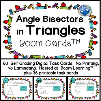 Preview of Angle Bisectors in Triangles Boom Cards plus printable task cards