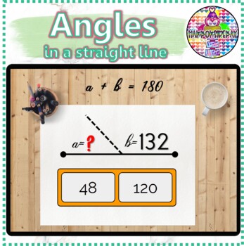 Preview of Angle Degrees in a straight line (180 degrees) | 21 BOOM CARDS