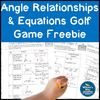 Preview of Angle Relationships Equations Golf Game Free