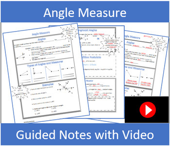 Preview of Angle Measure Guided Notes with Video