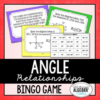 Preview of Angle Relationships (Vertical, Complementary, Supplementary, Linear Pair) Bingo