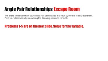 Preview of Angle Pair Relationship Escape Room Activity