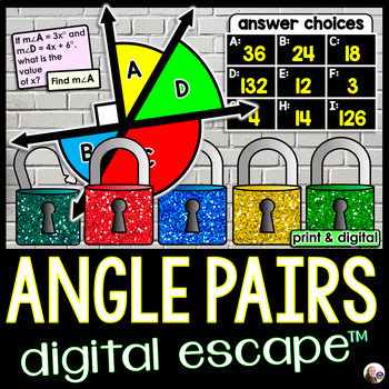 Preview of Angle Pair Relationships Digital Math Escape Room Activity