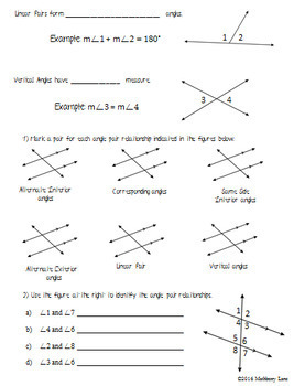 Pairs of Angles Worksheets - Worksheet Template Tips And Reviews