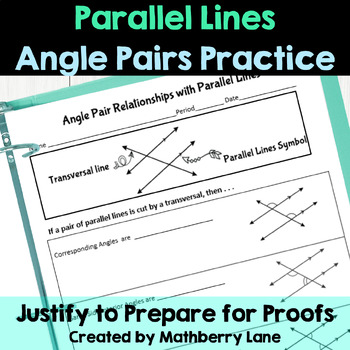 Preview of Angle Pair Relationships with Parallel Lines Geometry Practice