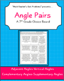 Angle Pairs: A 7th Grade Math Choice Board Activity-7G5