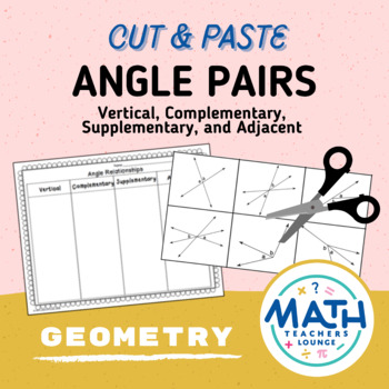 Preview of Angle Pairs Activity: Cut and Paste