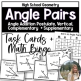 Angle Pairs- High School Geometry Task Cards and Math Bingo