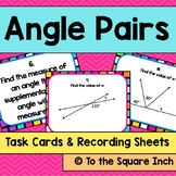 Angle Pairs Task Cards | Math Center Practice Activity
