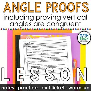 Preview of Angle Proofs Including Vertical Angles Notes and Practice