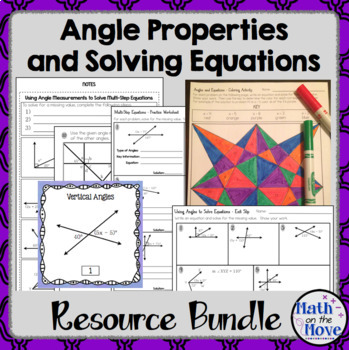 Preview of Angle Properties and Solving Equations - Bundle (7.G.5)