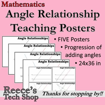 Preview of Angle Realtionships Poster Set (Math Geometry) | Parallel Lines and Transversals