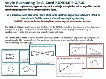 Preview of Angle Reasoning Common Core 7.G.B.5 Task Card BUNDLE Geometry
