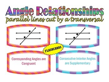 Preview of Angle Relationship Flashcards -- Parallel Lines Cut by a Transversal