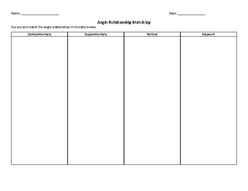 Preview of Angle Relationship Match-Up Activity