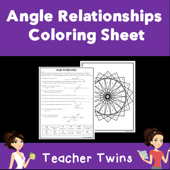 Preview of Angle Relationship Practice Coloring Sheet CCS 7.G.5