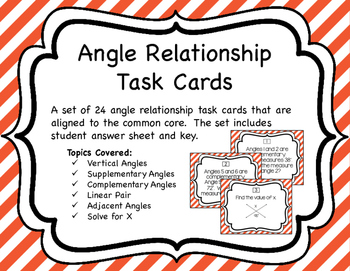 Preview of Angle Relationship Task Cards