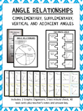 Angle Relationships: Graphic Organizer-Foldable and Task Cards