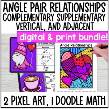 Preview of Angle Relationships Activities | Digital & Print | Complementary Supplementary