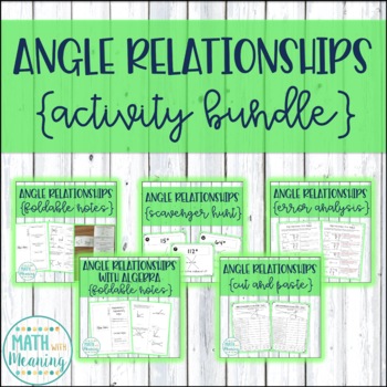 Preview of Angle Relationships Activity Bundle - 5 Fun Low-Prep Activities -  7.G.B.5