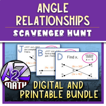 Preview of Angle Pairs Relationships Activity Digital and Printable Scavenger Hunt