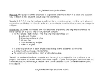 Preview of Angle Relationships Brochure