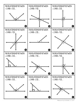 Angle Relationships Card Sort by Maneuvering the Middle | TpT