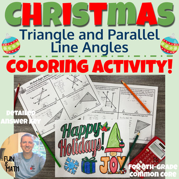 Preview of Angle Relationships Christmas Coloring Activity 8th Grade