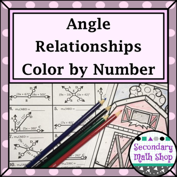 Preview of Angle Relationships Color-By-Number  Worksheet