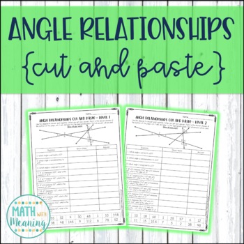 Preview of Angle Relationships Cut and Paste - Complementary, Supplementary, Vertical Angle