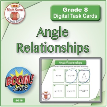 Preview of Angle Relationships | Geometry & Algebra Matching | BOOM Digital Task Cards 8G18