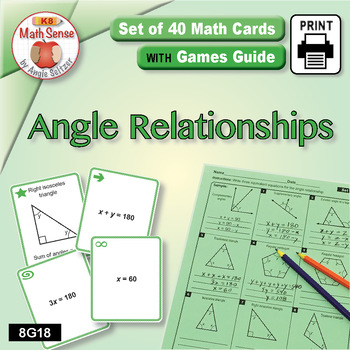 Preview of Angle Relationships: Geometry Math Games & Activities 8G18 | Algebra & Variables